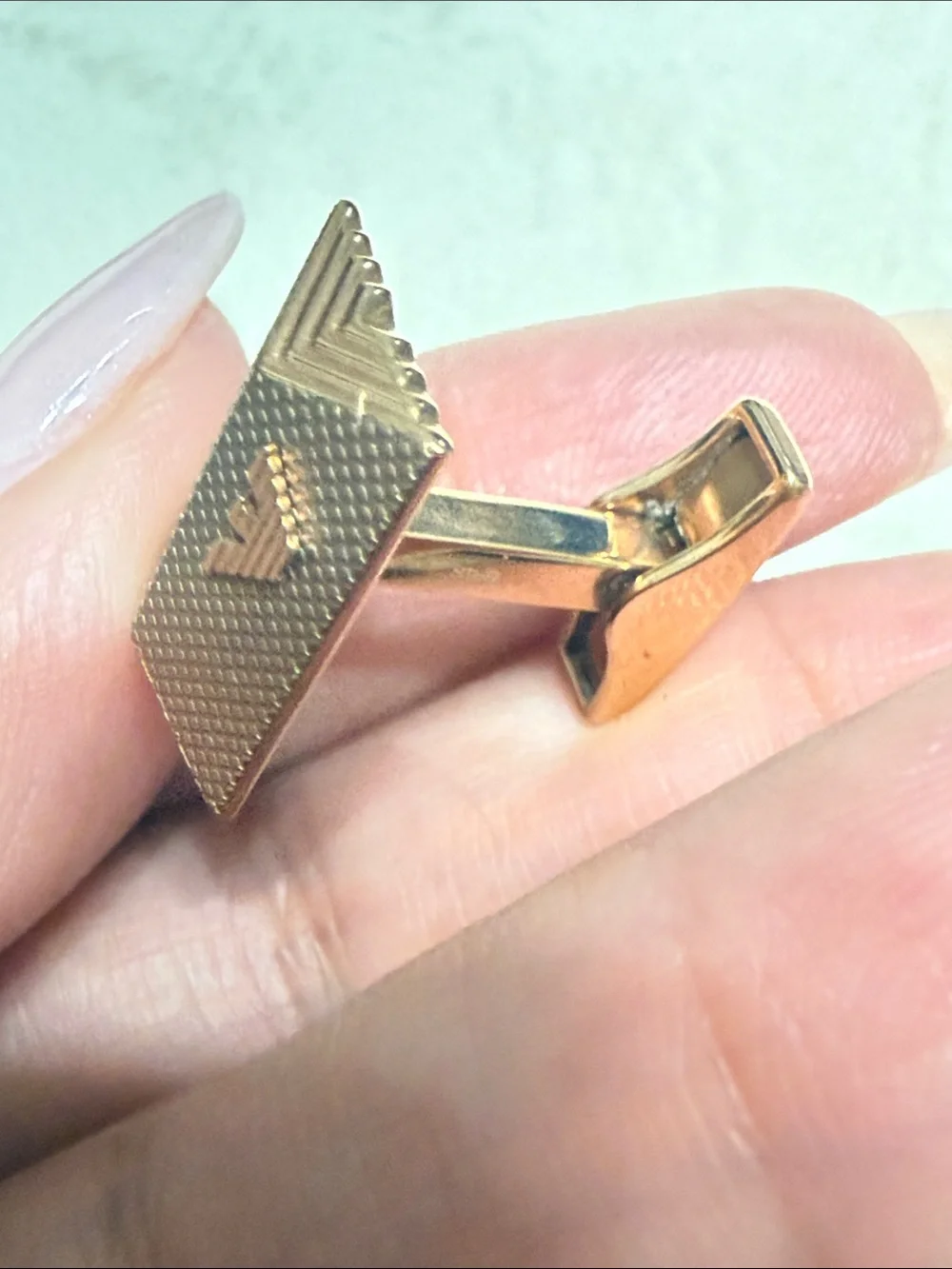Emporio Armani Rose Gold Textured Rectangle Cufflinks